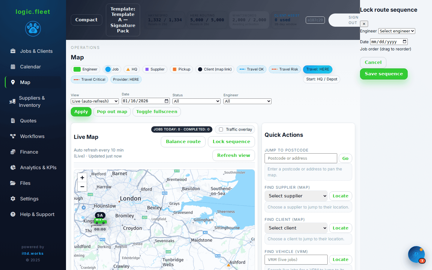 logic.fleet live map and routes